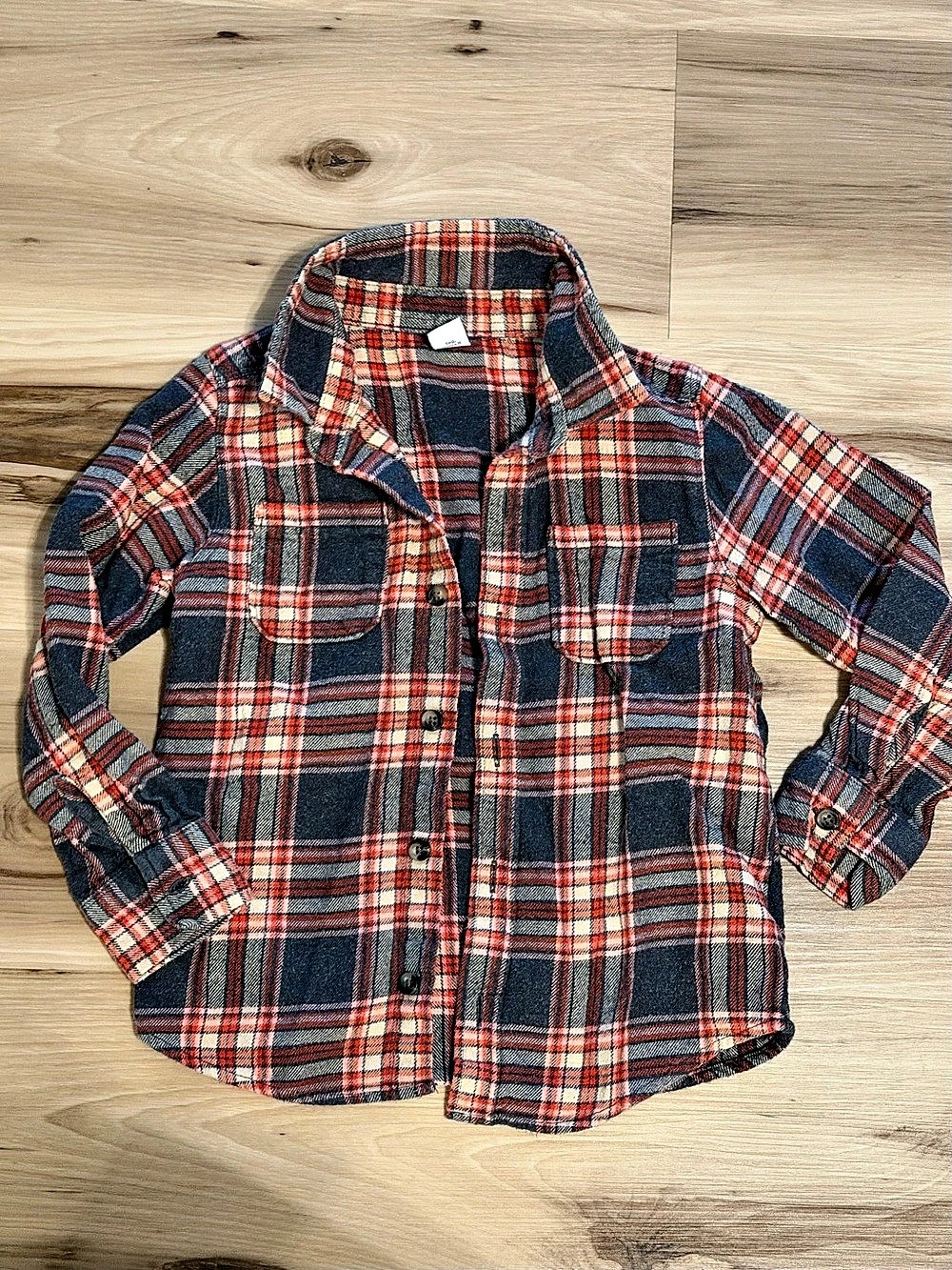 Old Navy Long-Sleeve Plaid Flannel Shirt for Toddler Boys Blue & Red 5T